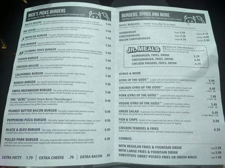 Nick's Jr. Burgers Gyros - Everett, WA menu_pic