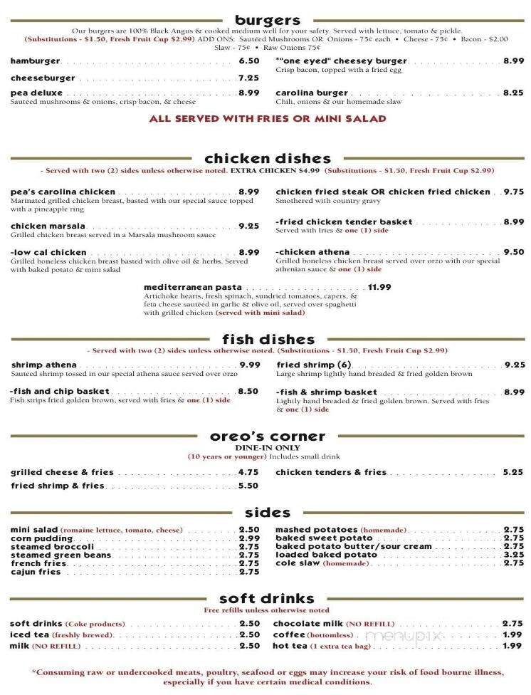 The Black-Eye'd Pea Family Restaurant Grill - Mooresville, NC menu_pic
