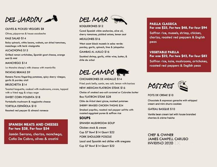 Taberna la Boca - Santa Fe, NM menu_pic