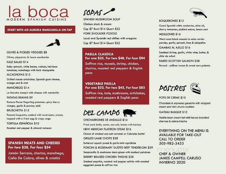Taberna la Boca - Santa Fe, NM menu_pic