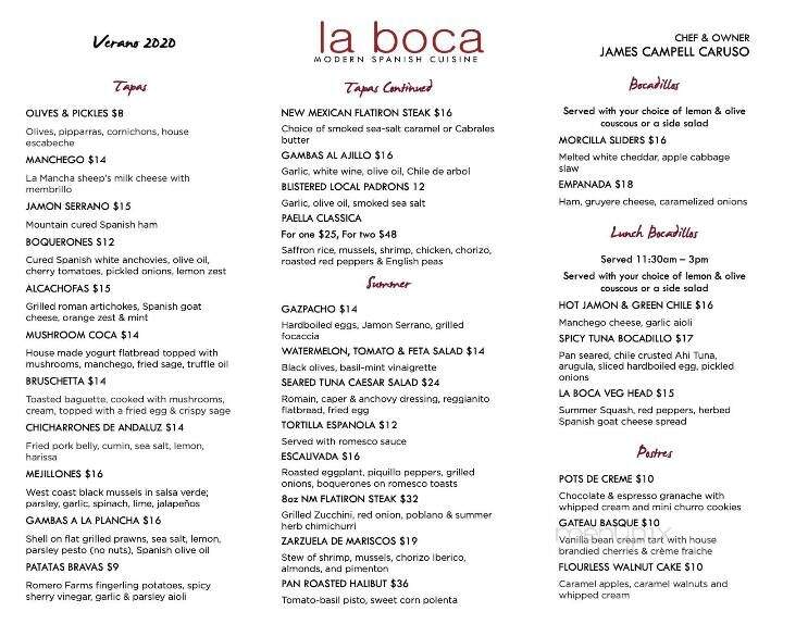 Taberna la Boca - Santa Fe, NM menu_pic