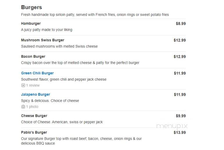 Pablo's Steaks and More - Benson, AZ menu_pic