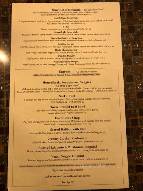 The Bohemian Bar and Bistro - Grants Pass, OR menu_pic