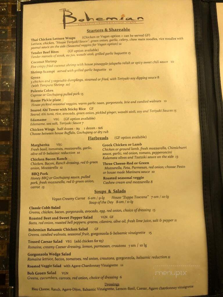 The Bohemian Bar and Bistro - Grants Pass, OR menu_pic