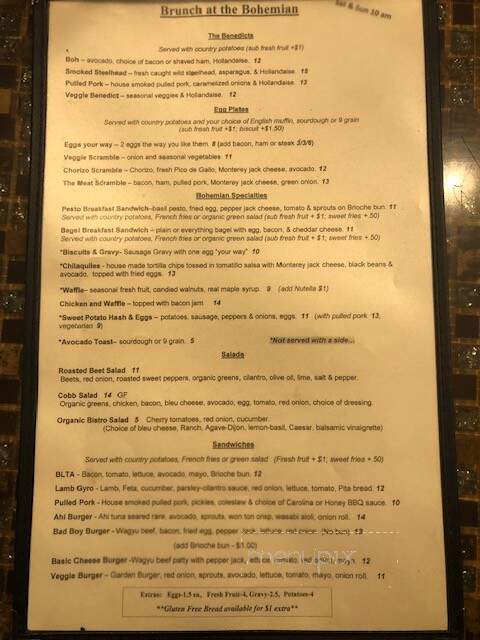 The Bohemian Bar and Bistro - Grants Pass, OR menu_pic