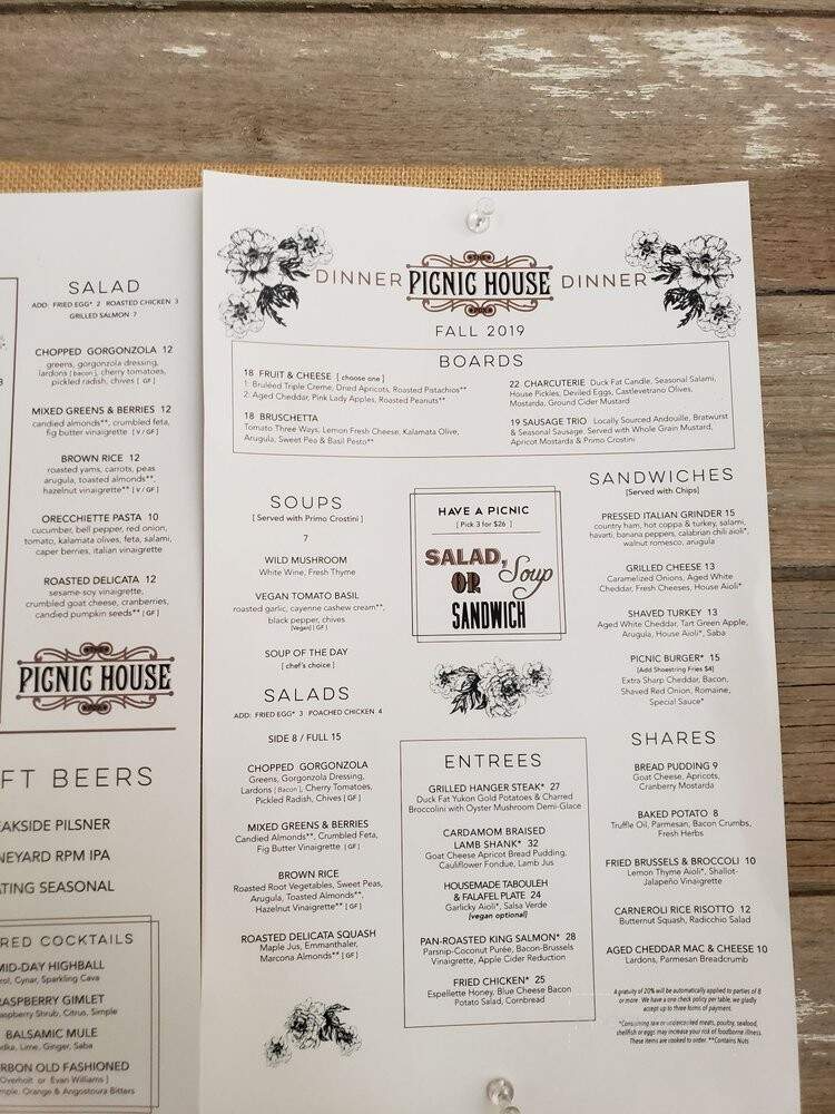 The Picnic House - Portland, OR menu_pic