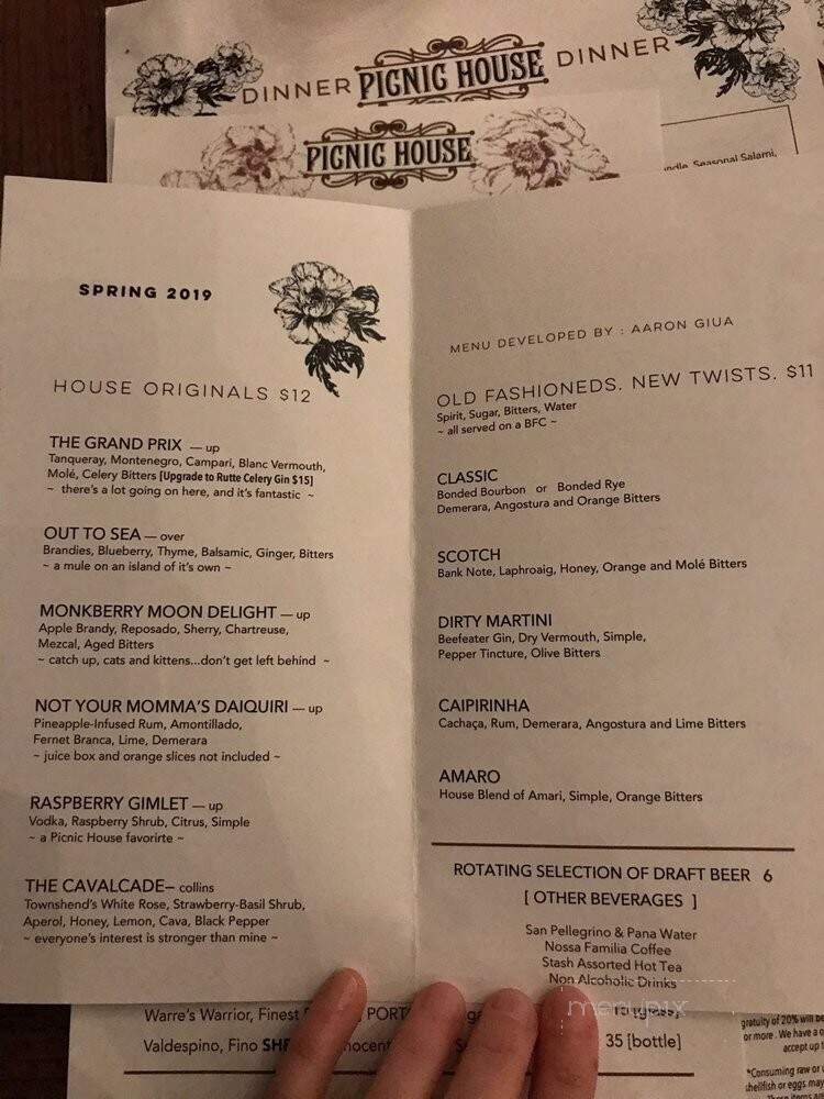 The Picnic House - Portland, OR menu_pic