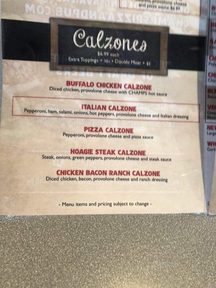 Champs Pizza - Thornville, OH menu_pic