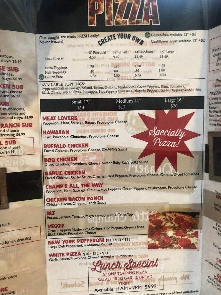 Champs Pizza - Thornville, OH menu_pic
