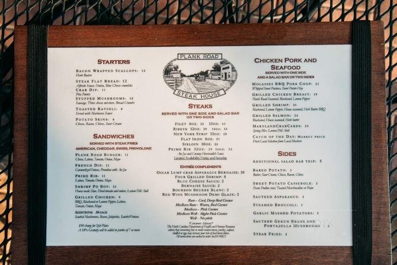 Plank Road Steakhouse - Farmville, NC menu_pic