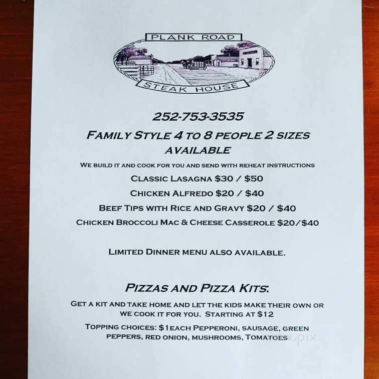 Plank Road Steakhouse - Farmville, NC menu_pic