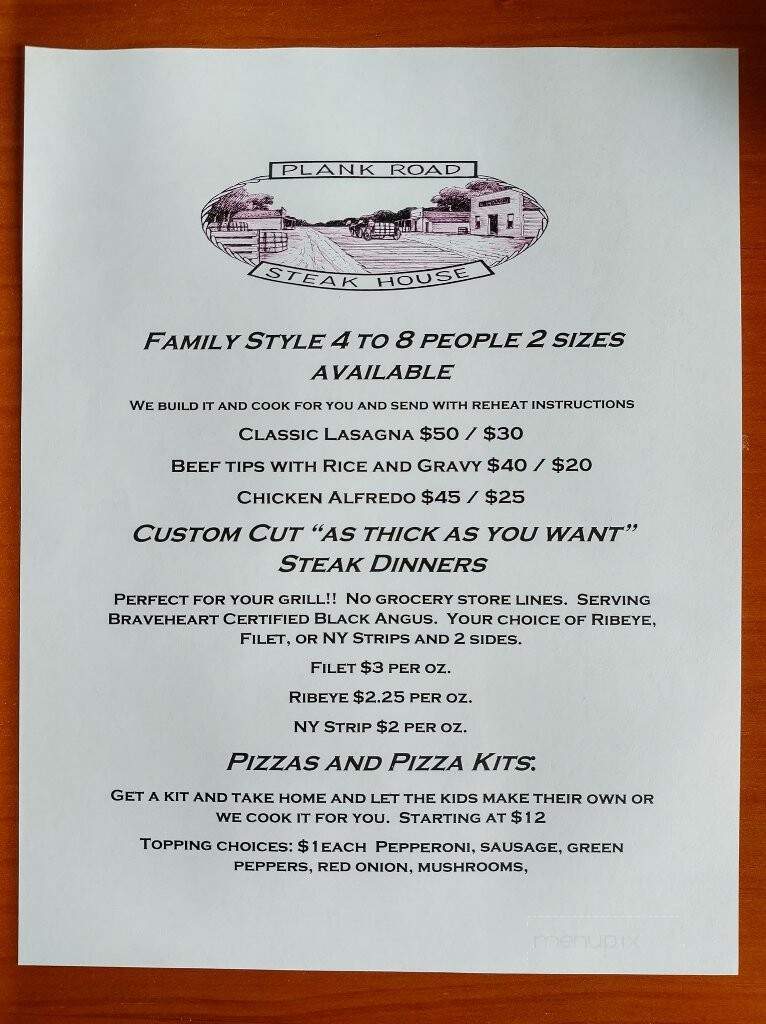 Plank Road Steakhouse - Farmville, NC menu_pic