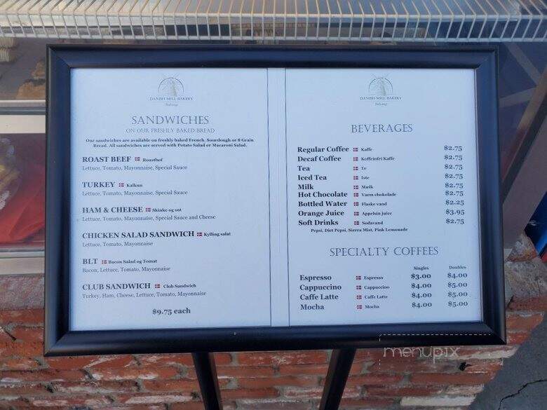 Danish Mill Bakery - Solvang, CA menu_pic