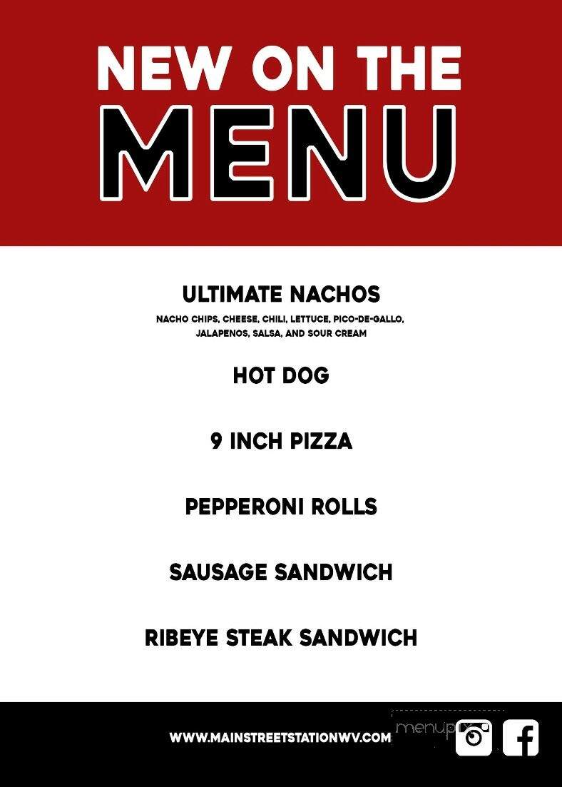 Main Street Station - Bridgeport, WV menu_pic