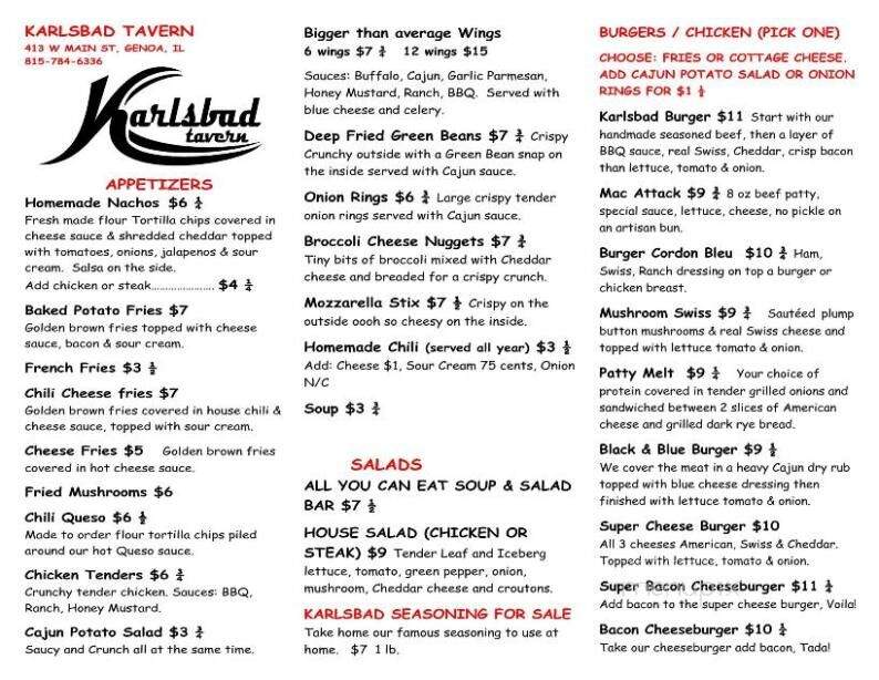 Karlsbad Tavern - Genoa, IL menu_pic