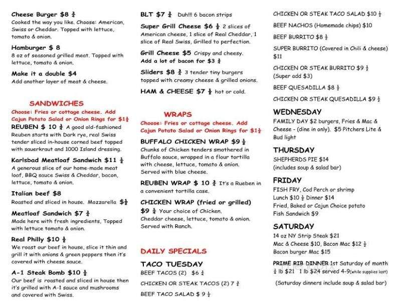 Karlsbad Tavern - Genoa, IL menu_pic