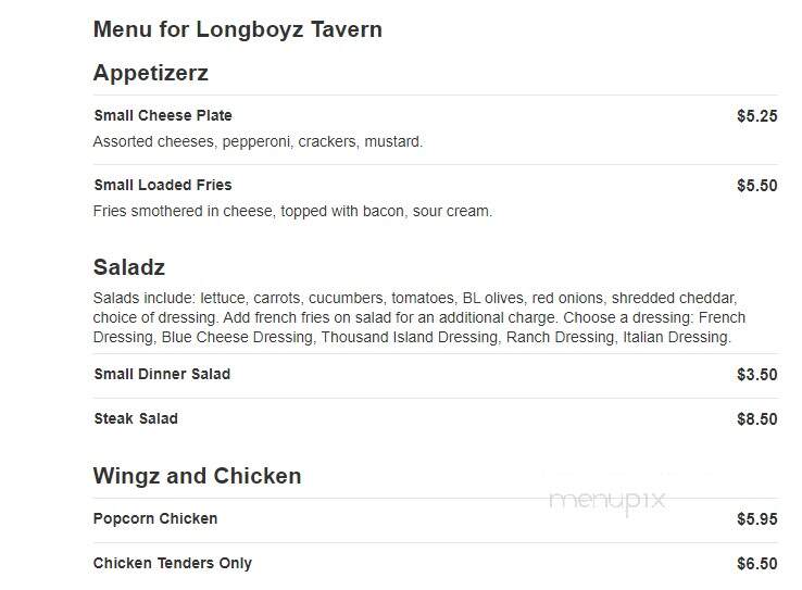 Longboyz Tavern - Warren, OH menu_pic