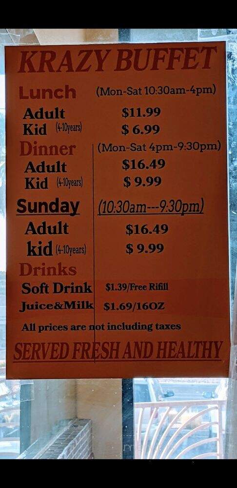 Krazy Buffet - Las Vegas, NV menu_pic