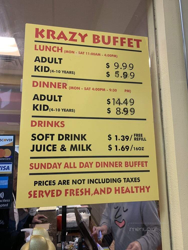 Krazy Buffet - Las Vegas, NV menu_pic