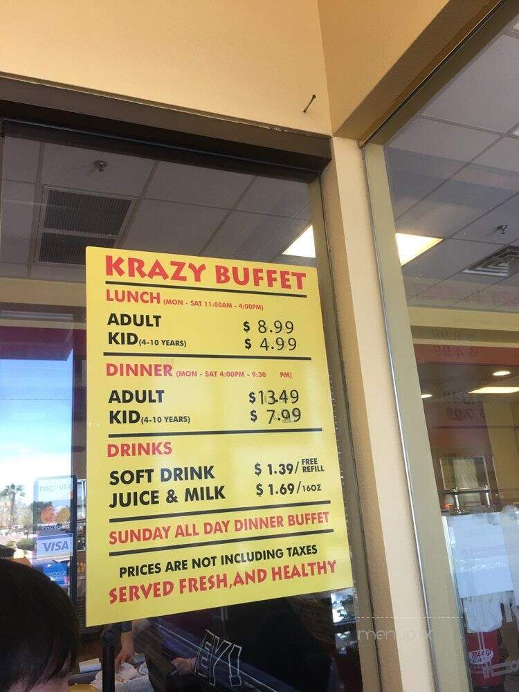 Krazy Buffet - Las Vegas, NV menu_pic
