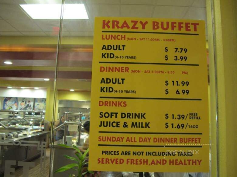 Krazy Buffet - Las Vegas, NV menu_pic