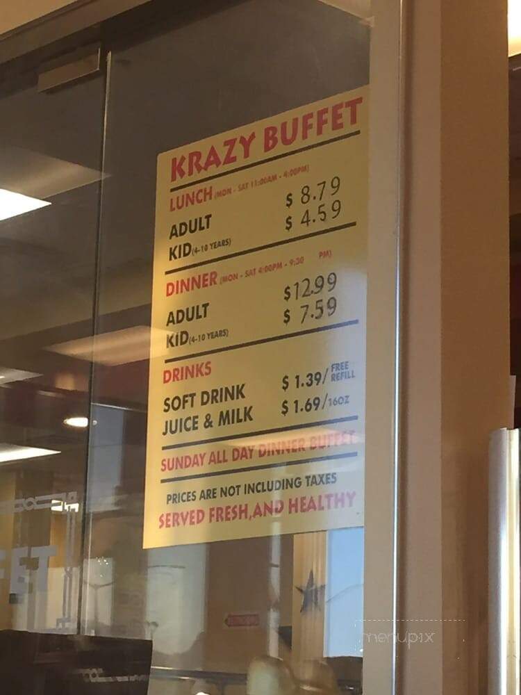 Krazy Buffet - Las Vegas, NV menu_pic