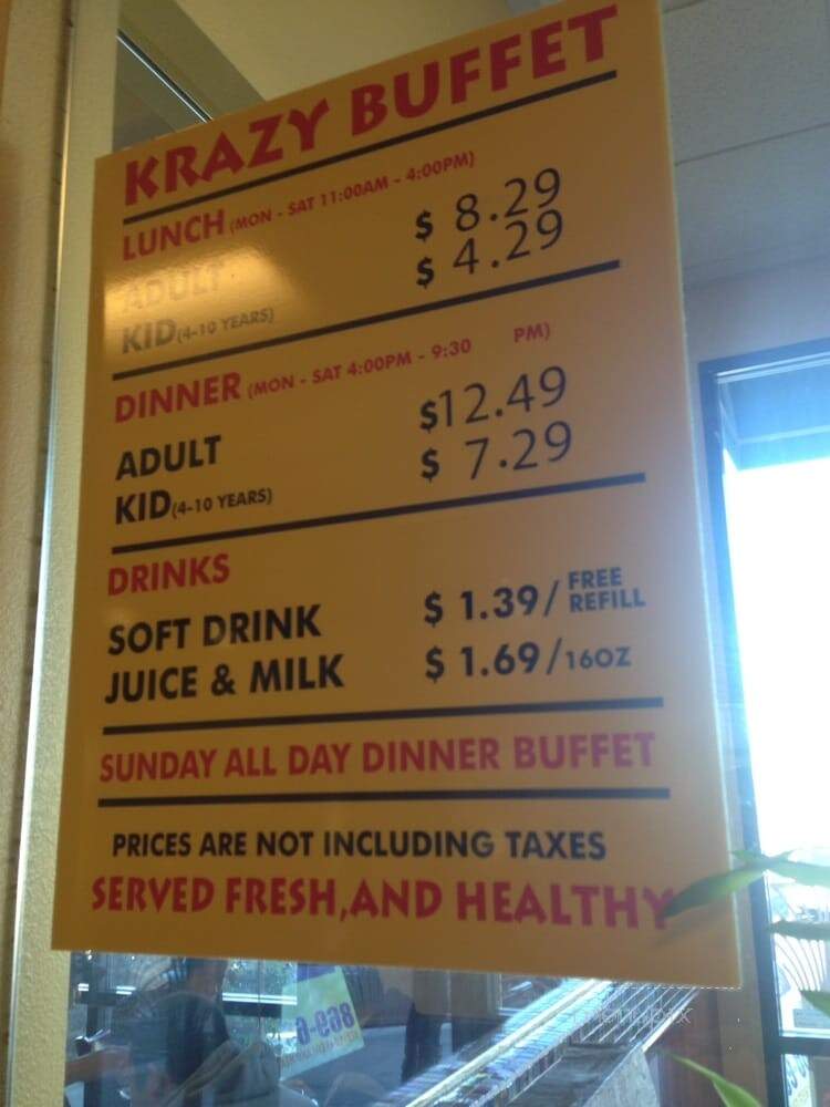 Krazy Buffet - Las Vegas, NV menu_pic