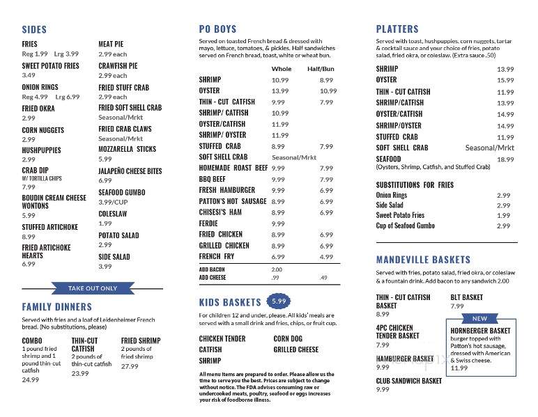 Mandeville Seafood - Mandeville, LA menu_pic