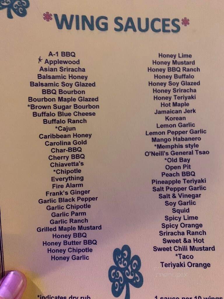 O'Neill's Stadium Inn - Orchard Park, NY menu_pic
