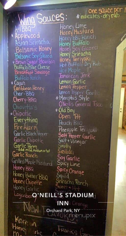 O'Neill's Stadium Inn - Orchard Park, NY menu_pic
