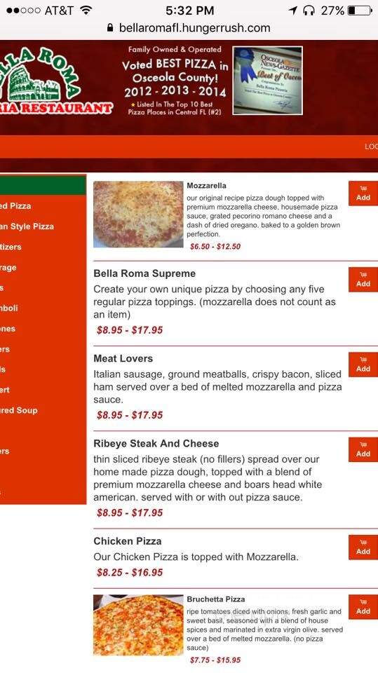 Bella Roma Pizza - St Cloud, FL menu_pic