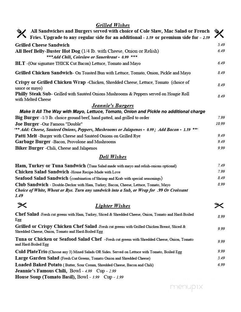 Jeannie's Place - Eustis, FL menu_pic