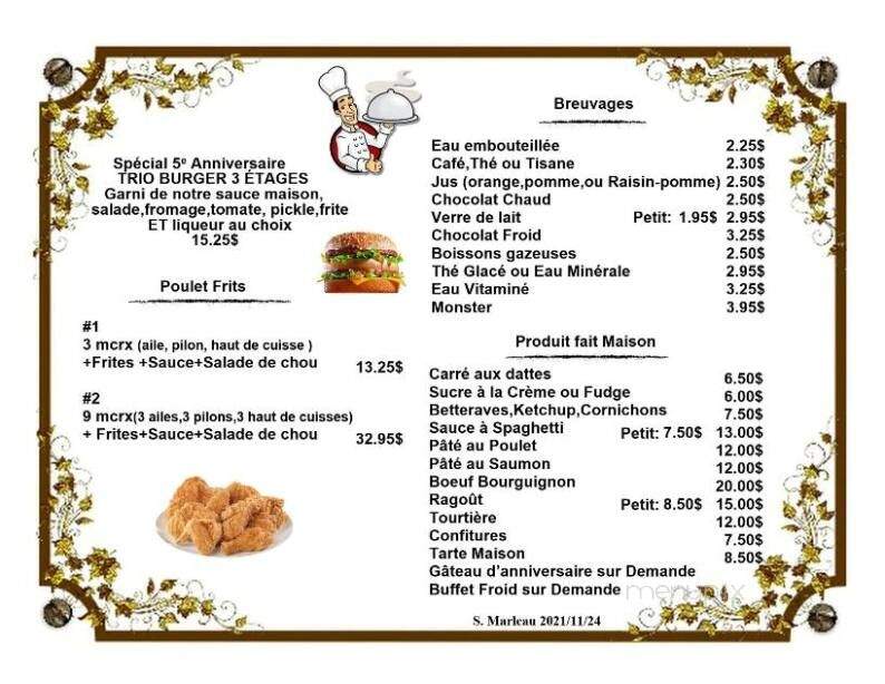 Restaurant Le Villageois - Brebeuf, QC menu_pic