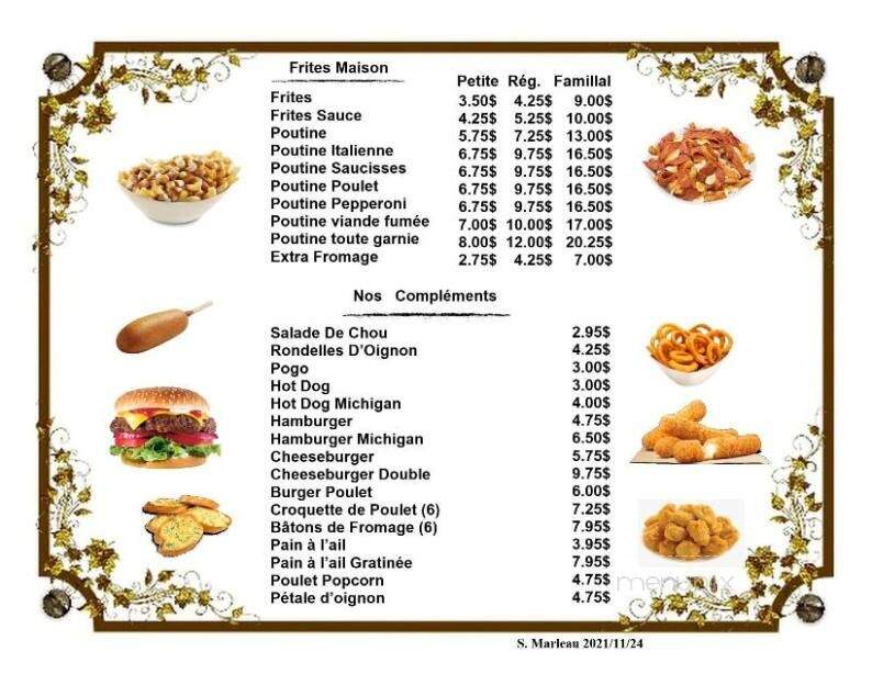 Restaurant Le Villageois - Brebeuf, QC menu_pic