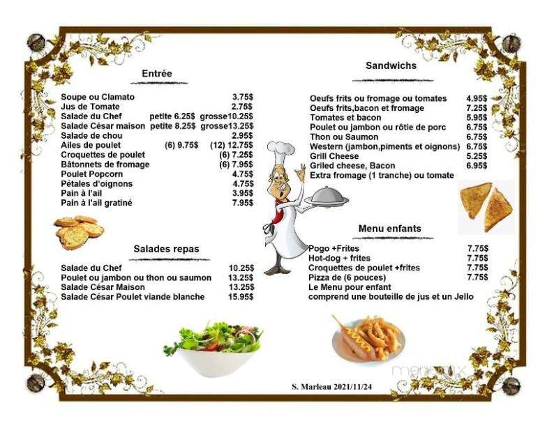 Restaurant Le Villageois - Brebeuf, QC menu_pic