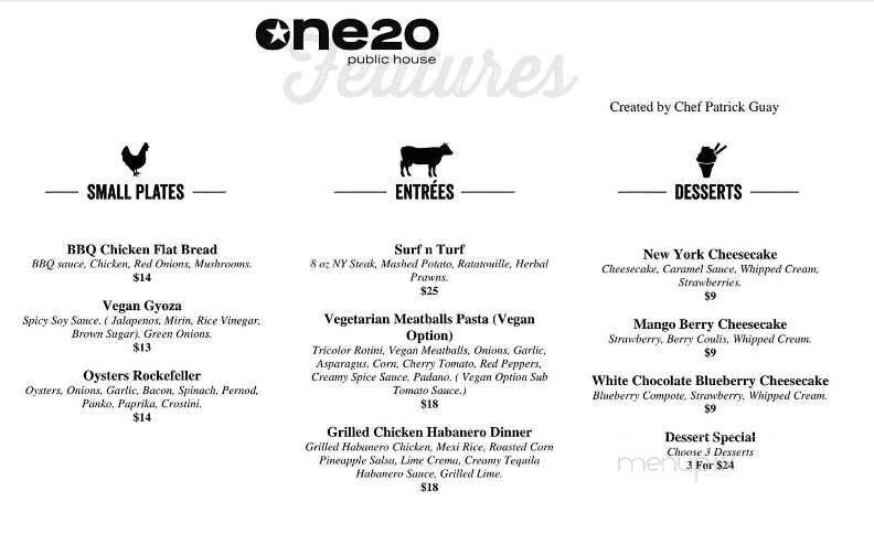 one20 Pub & Grill - Delta, BC menu_pic