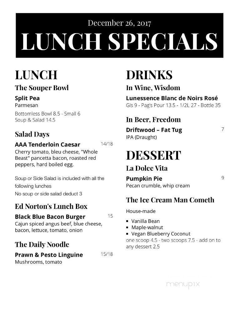 Pagliaccis - Victoria, BC menu_pic