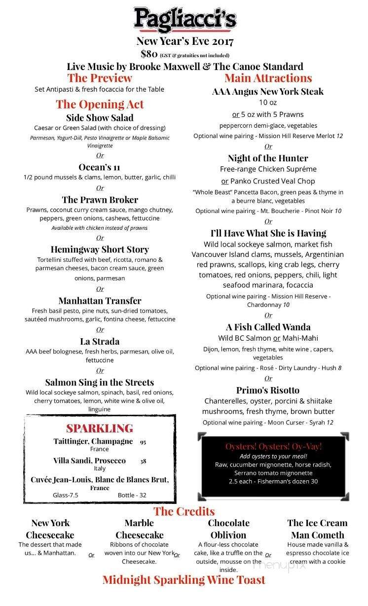 Pagliaccis - Victoria, BC menu_pic