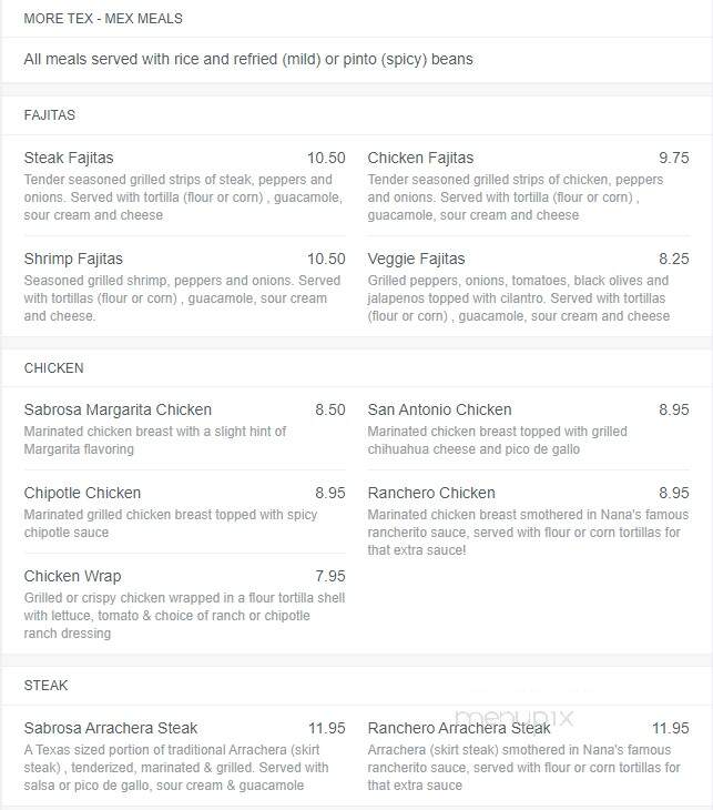 Sabrosa - Roscoe, IL menu_pic