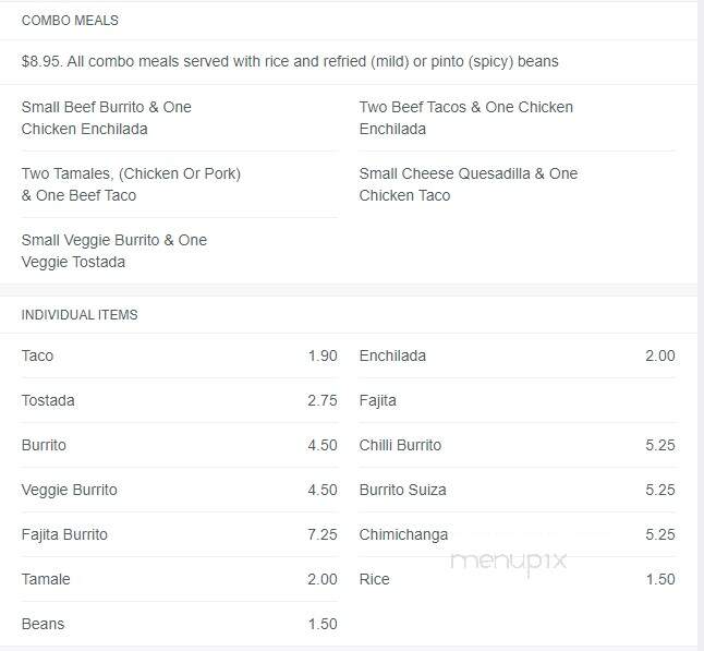 Sabrosa - Roscoe, IL menu_pic