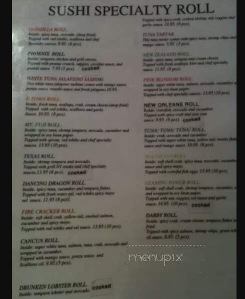 Ginza Hibachi & Sushi - Elizabethtown, KY menu_pic