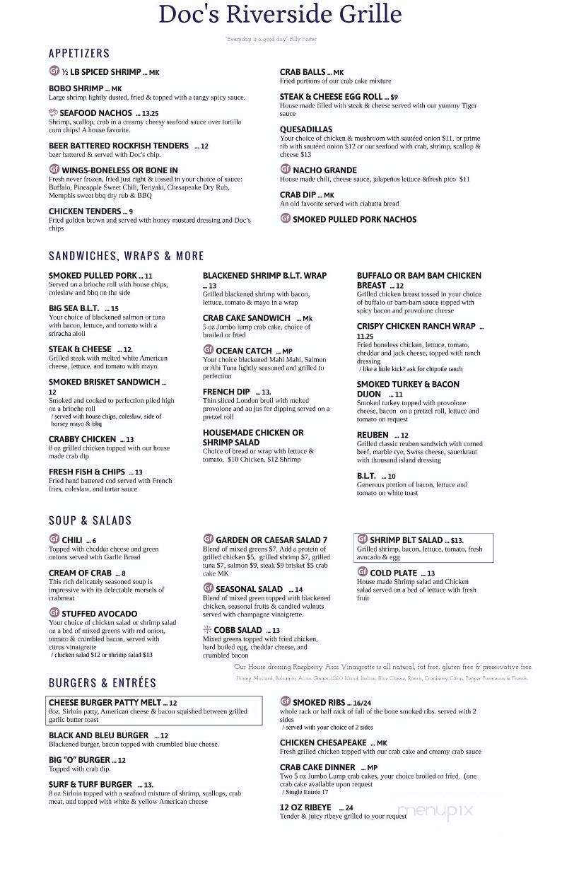 Doc's Riverside Grille - Centreville, MD menu_pic