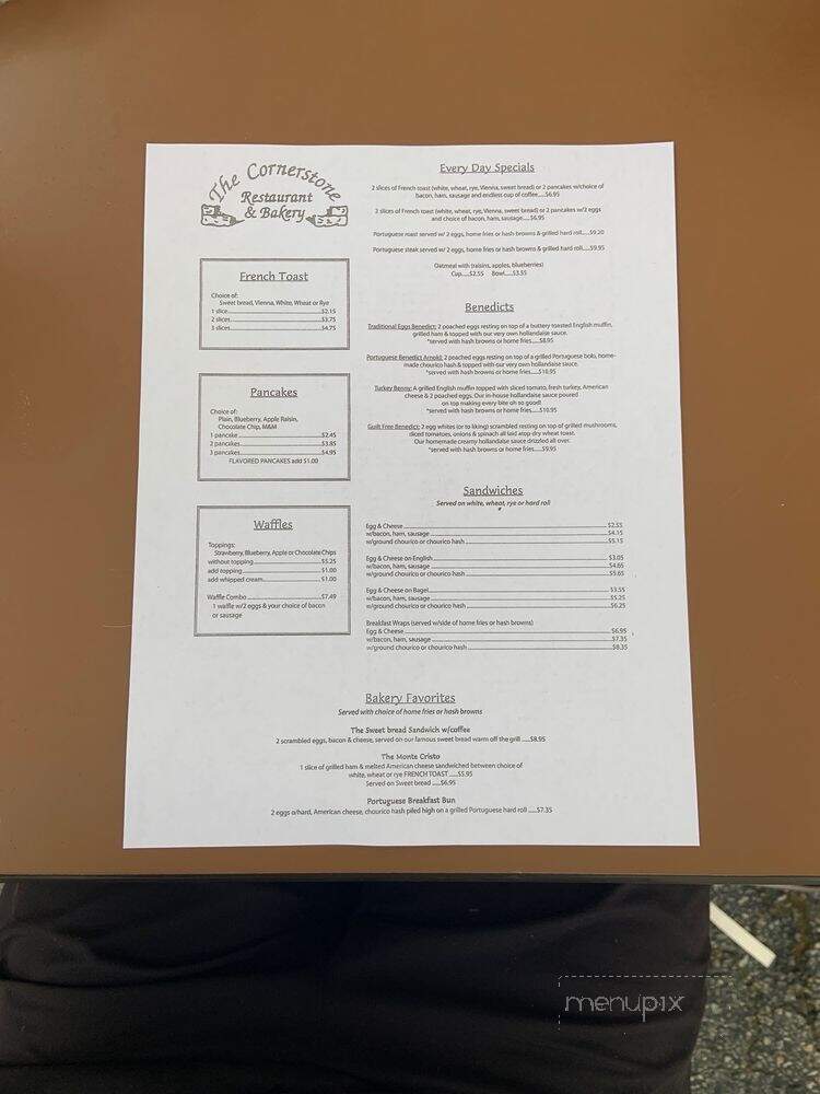 Cornerstone Bakery & Restaurant - Swansea, MA menu_pic