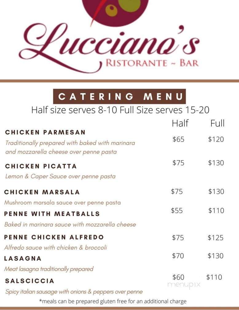 Lucciano's Cafe - Londonderry, NH menu_pic