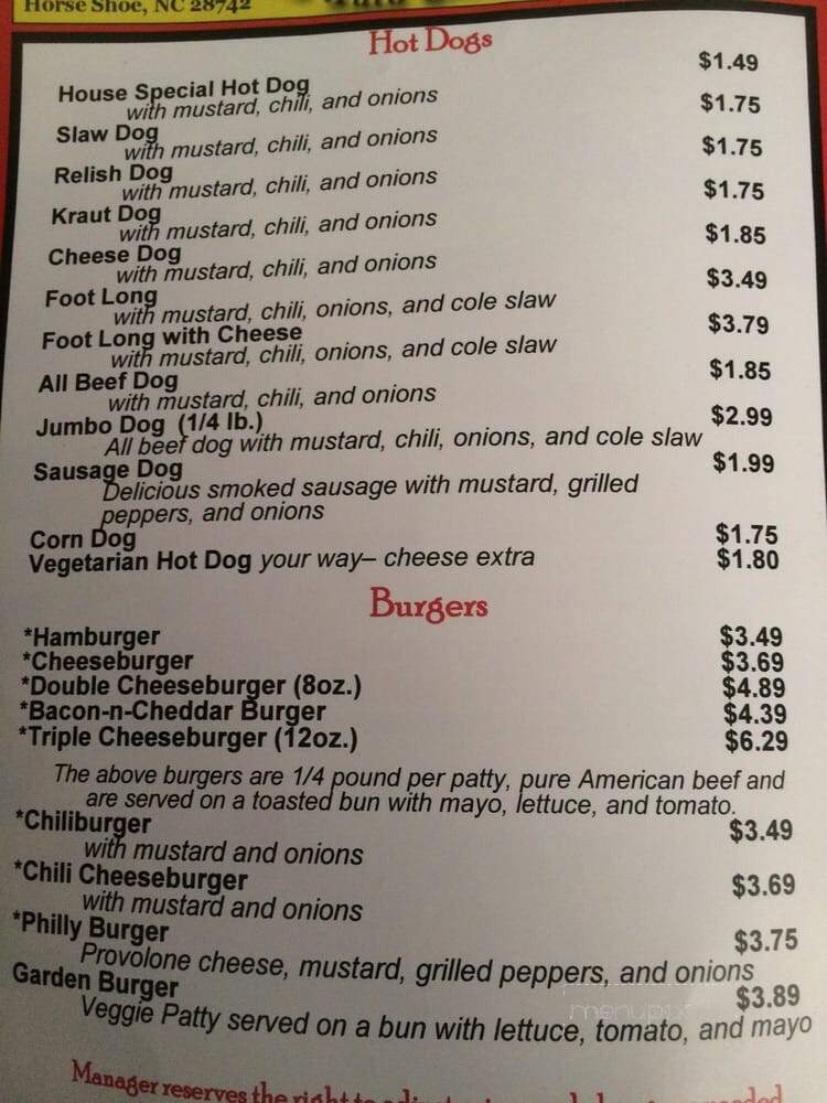 Hot Dog World - Hendersonville, NC menu_pic