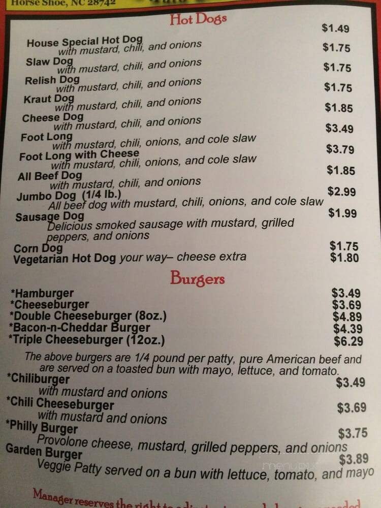 Hot Dog World - Hendersonville, NC menu_pic
