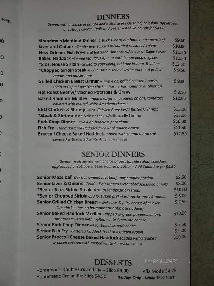 Richard's Restaurant - Youngsville, PA menu_pic