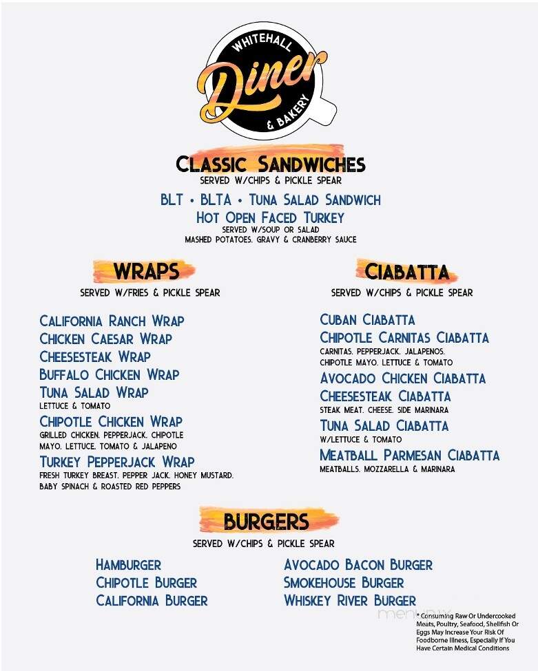 Whitehall Family Restaurant - Whitehall, PA menu_pic