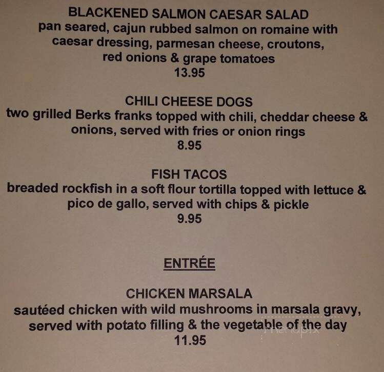 Yellow House Hotel - Douglassville, PA menu_pic