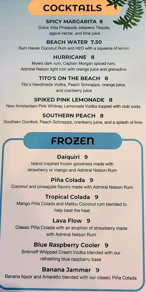 Conch Cafe & Lounge - Murrells Inlet, SC menu_pic